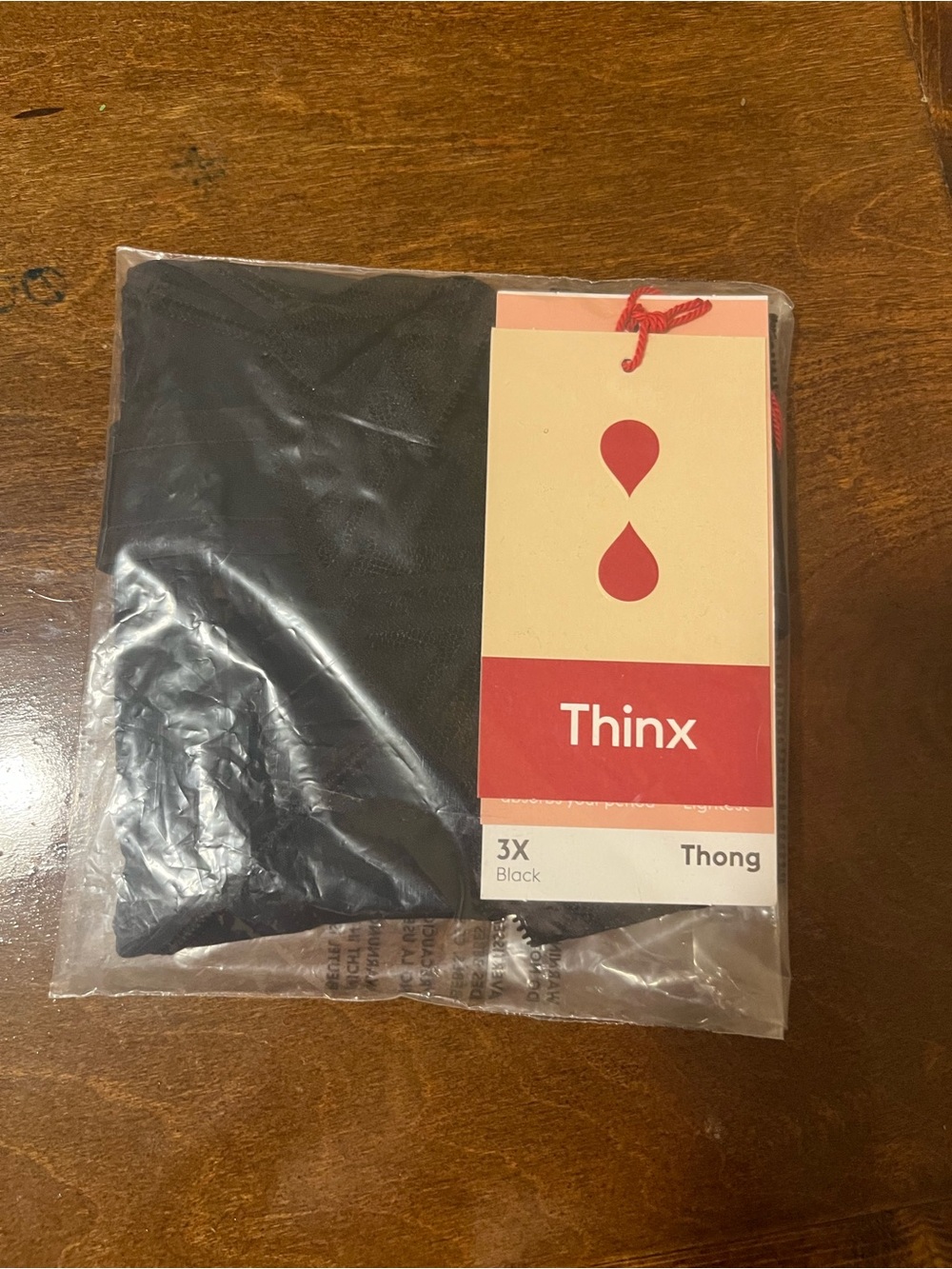 Thinx Black Period Thong - 3X